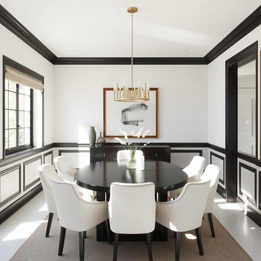 Dining room with crisp trim work